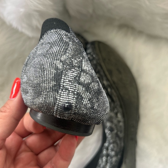 Tory Burch Ballet Flats Leopard Printed Glitter Silver Emblem Accents Size 10 - Picture 5 of 5